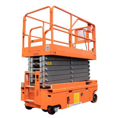 China Hotels Electric Driven Scissor Forklift Hydraulic Construction Lift Self Propelled Crane for sale