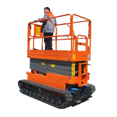 China Hotels 200-450kg Mobile Crawler Elevator Accessories Hydraulic Self Propelled Scissor Lift for sale