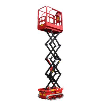 China Hotels 6.5m Crawler Load 450kg Mobile Pneumatic Tabletop Scissor Lift Self Propelled Scissor Lifting Platform for sale