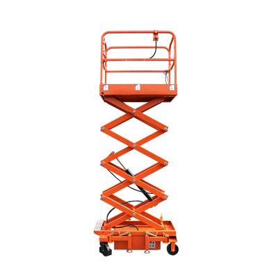 China Advertising Company Mini Economic Battery Walking Hydraulic Lift Table Mobile Scissor Lift for sale