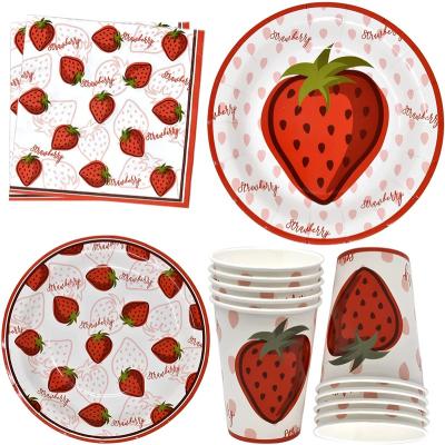 China All Party Decoration/Holiday Fruit Party/Festival Theme Party Supply/Birthday Strawberry Kids Birthday Party Paper Plate Cup Tableware for sale