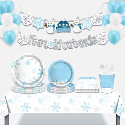 China All party holiday festival snow birthday party decoration cold winter party disposable tableware party supplies for sale