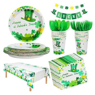 China Birthday St. Patrick's Day Festival Holiday Party Decoration Kitten Party Disposable Tableware 16 Guest Party Supplies for sale