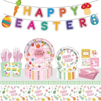 China 2022 Disposable Eco-Friendly Happy Easter Bunny Eggs Prints Party Decoration Easter Theme Party Supplies For Easter for sale