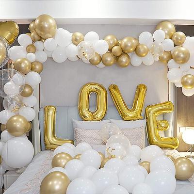 China 102 Pcs Disposable Gold Latex Metal Balloon Gold Confetti Large Eco-Friendly Balloon For Wedding Balloon Garland Decoration Kit for sale