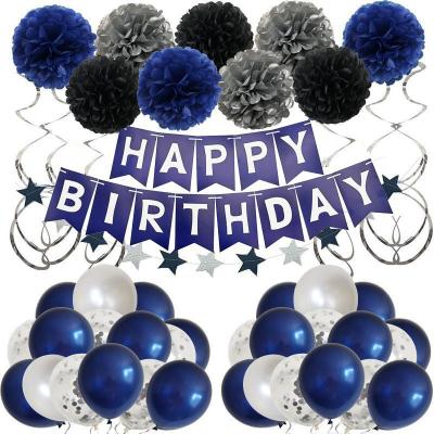 China Hot Selling New Festival Decoration Navy Blue Ink Blue Latex Balloon Set Blue Starry Night Decoration Birthday Party Decoration Supplies for sale