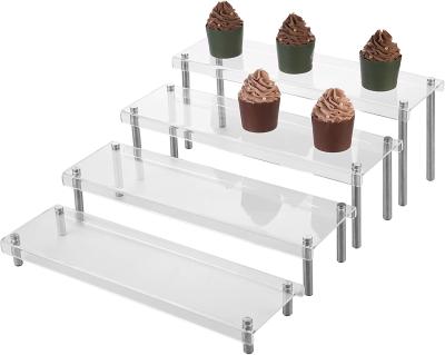 China Clear 4-Tier Acrylic Rectangular Cupcake / Dessert Riser Display Stand Eco - Friendly Set Of 4 for sale