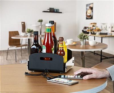 China Eco-Friendly Condiment Refill Tabletop Cart with 5 USB Cable Ports - Black for sale