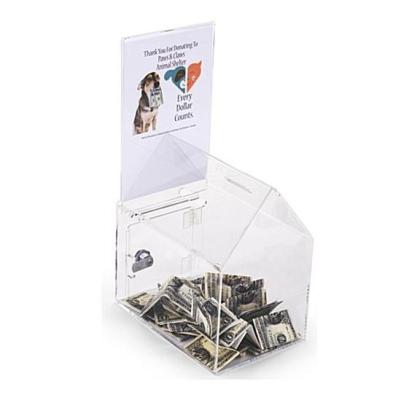 China Eco-Friendly Acrylic House Donation Box with 5.5 x 8.5 Countertop Headers - Clear for sale