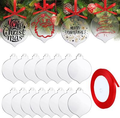 China Eco-friendly Clear Acrylic Christmas Ornaments Acrylic Label White Acrylic Christmas DIY Christmas Ornaments for sale