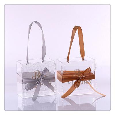 China Custom Creative Designer Acrylic Handheld Gift Box Eco-friendly Transparent Acrylic Gift Box for sale