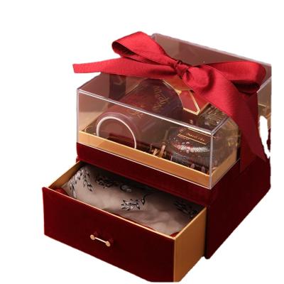 China Eco-friendly Acrylic Empty Gift Box Wedding Gift Box Double Hand Double Gift Box Translucent Packaging Box for sale