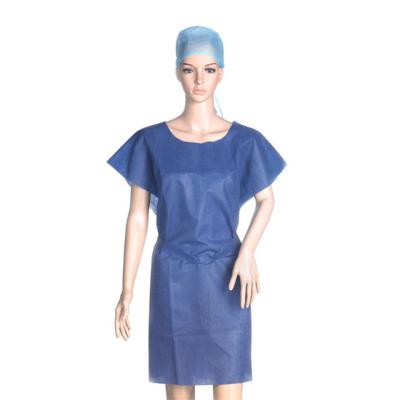 China Breathable Hot Sale Royal Blue Disposable Nonwoven Patient Gown for sale