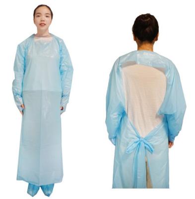 China Disposable Isolation Apron Unisex Fluid Resistant Coverall Gown With Long Sleeves Thumb Loop for sale