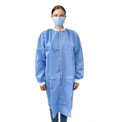 China Breathable and Disposable Lab Coat Disposable Cleaning Uniforms for Adults with Knitted Cuffs for sale