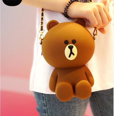 China Anti-fall Line Genuine Friends Girl Brown Bear Messenger Bag Change Storage Bag For iPhone Huawei Xiaomi Vivo OPPO Realme Samsung One Plus for sale