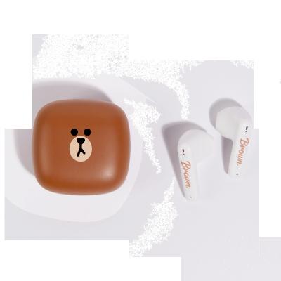 China Sally Chicken Semi In Ear Wireless Music Bear Brown Cartoon Friends Headset Supra-Aural Line Earphone for sale