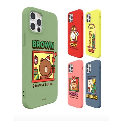 China Cartoon line friends mobile phone case liquid silicone anti-fall Christmas inclusive series for phone 13 for sale