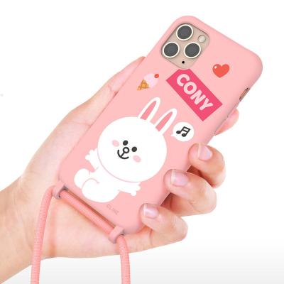 China Line Back Friends Silicone Anti Falling Liquid Anime Anti Falling Cover Cartoon Rubber Mobile Phone Case For iPhone 13 12 11 Pro Max X XS XR for sale