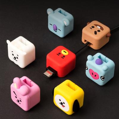 China Cute Cartoon BT21 Cartoon Cable Protector Data Line Cord Protector Case Cable Winder Protective Cover For iPhone for sale