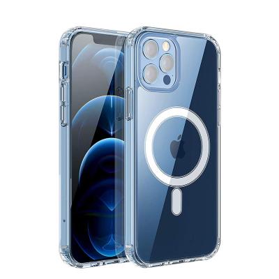 China Anti-fingerprint Transparente magnetische Hulle Kompatibel with iPhone12 pro max magsafes Ladegerat anti Gelb Silikon Handyhulle for sale