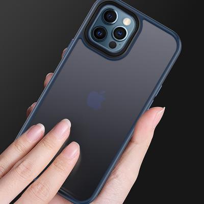 China Shockproof Anti-drop Case Cover For iPhone 12 Pro Case Matte Hard PC Translucent Back With Protective Edge iPhone 13 Soft Silicone Case for sale