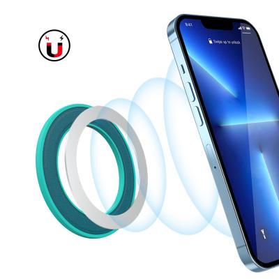 China Car Industrial Strong Magnetic Wireless Charger Magnet Leather Rings With Sticker For iPhone Huawei Samsung Models Magsafes Function for sale