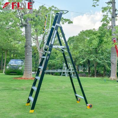 China Safe Movable Folding Ladders Movable Rolling With Handrails Inslutaed Folding Platform Ladder for sale