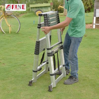 China Folding Ladders Double Sided Convenient Retractable Aluminum Telescopic Configuration Storage Ladders for sale