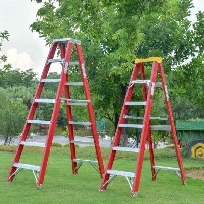 China Electric Insulated Single Sided 8 9 10 Folding Ladders 12 Step Industrial Fiberglass Folding Ladder for sale