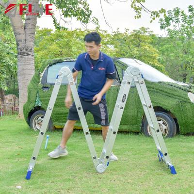 China Aluminum 4x4 Folding Ladders 8 12 16 20 24 28 Steps Folding Universal Step Ladder for sale