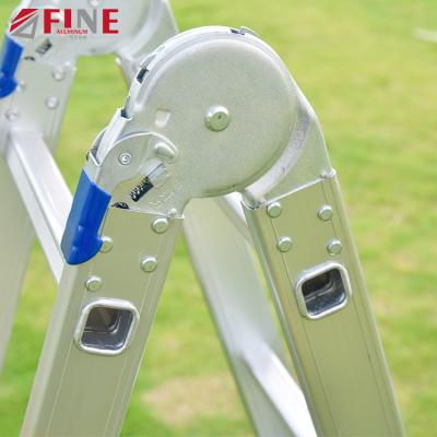 China Folding Ladders 12 Feet Metal Step Aluminum Telescopic Folding Ladder Universal Ladder for sale