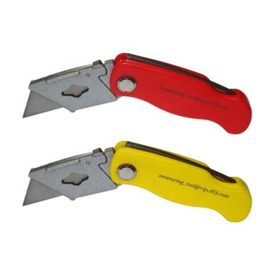 China Quick-change professional ABS handle automatic retractable universal folding utility knife with 5pcs blade for sale