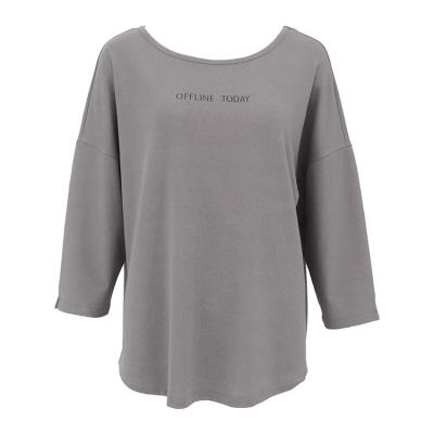 China Fashion design anti-pilling long sleeve t-shirt for woman women tops casual full print XL knitted plain dyed letter support regular for sale