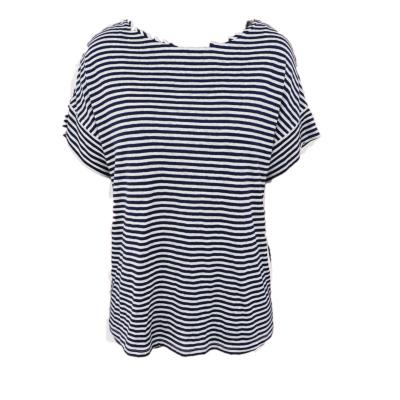 China SEDUNO Breathable Wholesale Clothes OEM Simple Casual Summer O-Neck Shirts Black And White Striped Tops Women's T-shirts for sale