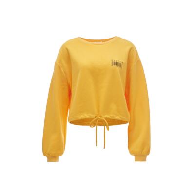 China Custom Logo Hot Sale Women's Anti-pilling Long Sleeve Clothing Plus Size Crop Sweaters Drawstring Edge Streetwear Pullover Sweatshirt for sale