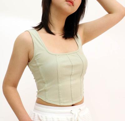 China Fashionable New QUICK DRY Seduno Curve Edge With Seam Crop Binding Ribbed Tank Top For Women for sale