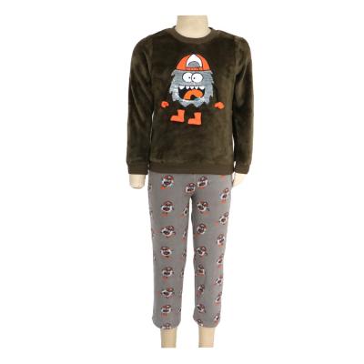 China Seduno 2021 Wholesale Fashinable Coral Fleece OEM Print Sequin Kids Winter Pajama Set for sale