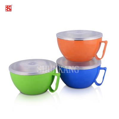 China Disposable colorful plastic instant noodle cup/bowl stainless steel tiffin food bowl with lid for sale