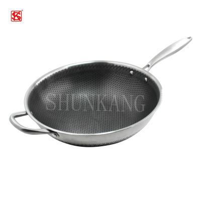 China New Arrival Sustainable Stainless Steel Nonstick Honeycomb Coating Frying Pan With Glass Lid for sale