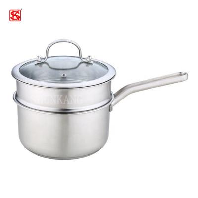 China Sustainable Steam Pot 2 Tiers 304 Stainless Steel Milk Cooking Pot With Classic Steam Chef Pan for sale