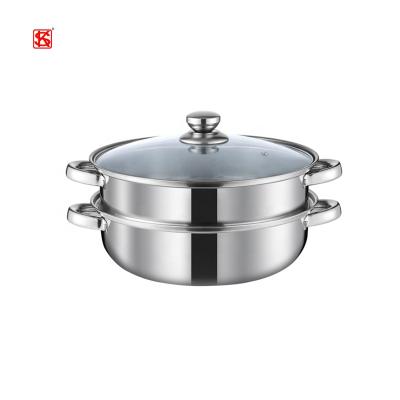 China Viable Wholesaler Cheap 410 Stainless Steel Steamer Pot 28cm Cooking Pot With Steamer for sale