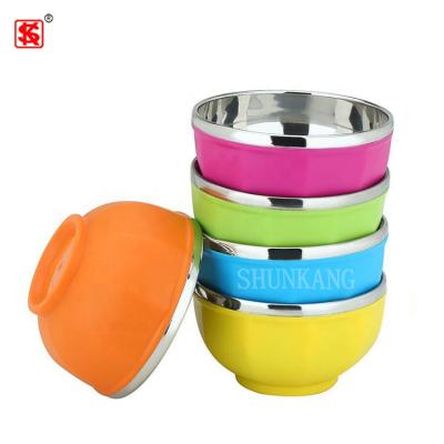 China Sustainable Cheap Durable Bowl Stainless Steel Colorful Plastic Noodle Bowl For Kids for sale