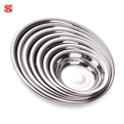 China Sustainable European Style Stainless Steel Round Serving Dish Tray Food Grade Dinner Plate 18/20/22/24cm for sale