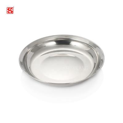 China Decoration Food Fruit Tray Metal Stainless Steel Round Dishes / Serving Plate Wedding Disposable Food Dish for sale