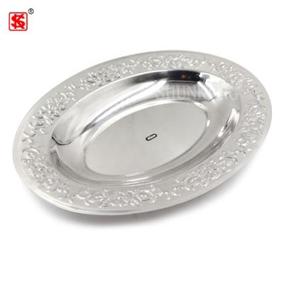 China Top Quality Stainless Steel Sustainable Oval Shape Dish Decorative Deepened Dinner Dish for sale