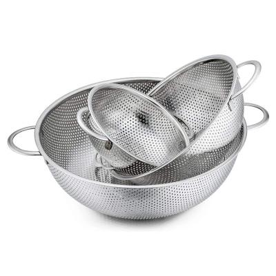 China Sustainable Kitchen Sink Kitchen Stainless Steel Drain Basket Vegetable Strainer Colander With Handle for sale