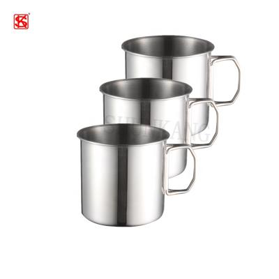 China Sustainable Portable Camping Stainless Steel Coffee Mug Drinking Mugs With Folding Handle for sale