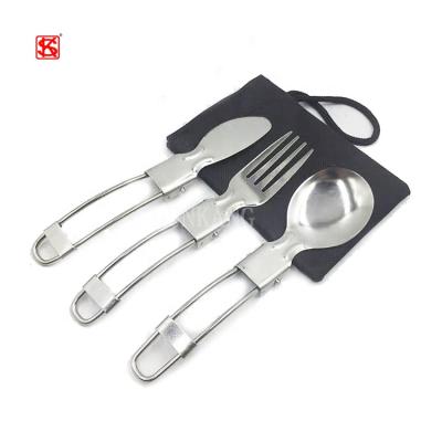 China Viable Amazon Hot Sale Stainless Steel Folding Knife / Fork / Spoon Cutlery Set for sale