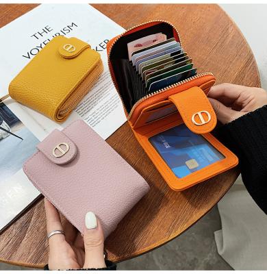 China The wallet with card holder women credit card holder card case wholesale ladies mini purse travel wallet fashionable pu lychee leather pattern stylish gift for sale